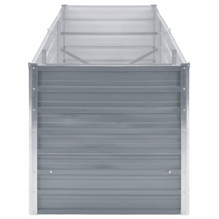Lit surélevé de jardin Acier galvanisé 240x80x77 cm Gris – Image 4