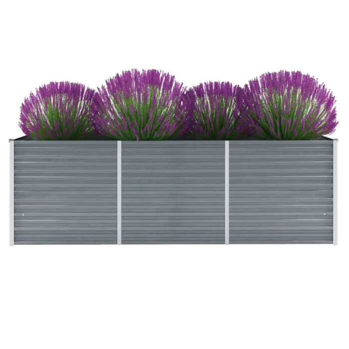 Lit surélevé de jardin Acier galvanisé 240x80x77 cm Gris – Image 1