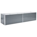 Lit surélevé de jardin Acier galvanisé 320x80x77 cm Gris – Image 2