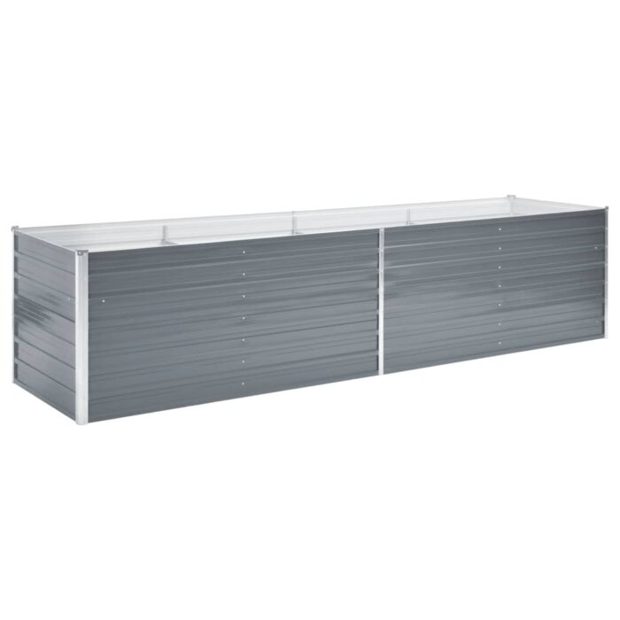 Lit surélevé de jardin Acier galvanisé 320x80x77 cm Gris – Image 2