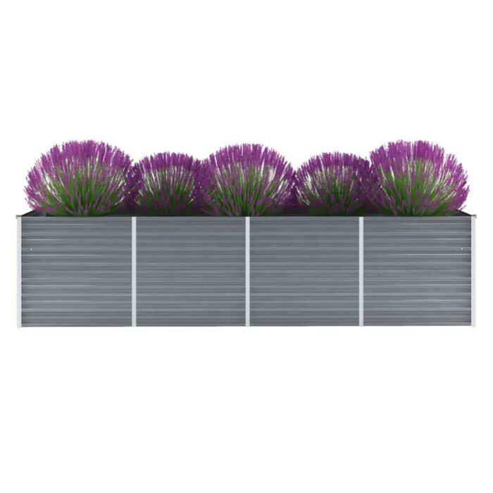Lit surélevé de jardin Acier galvanisé 320x80x77 cm Gris – Image 1