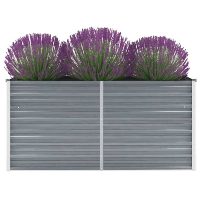 Lit surélevé de jardin Acier galvanisé 160x40x77 cm Gris – Image 1
