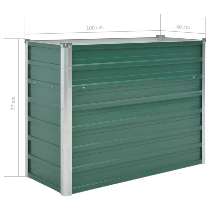 Lit surélevé de jardin Acier galvanisé 100x40x77 cm Vert – Image 6