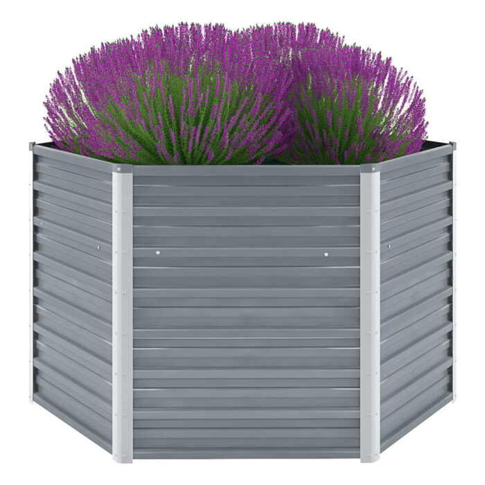 Lit surélevé de jardin Acier galvanisé 129x129x77 cm Gris – Image 1