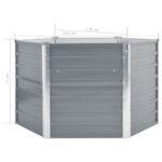 Lit surélevé de jardin Acier galvanisé 129x129x77 cm Gris – Image 5