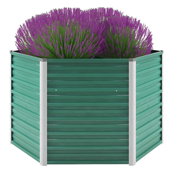 Lit surélevé de jardin Acier galvanisé 129x129x77 cm Vert – Image 1
