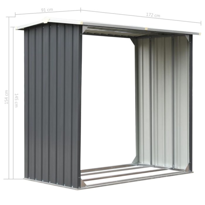 Abri de stockage de bois Acier galvanisé 172x91x154 cm Gris – Image 4