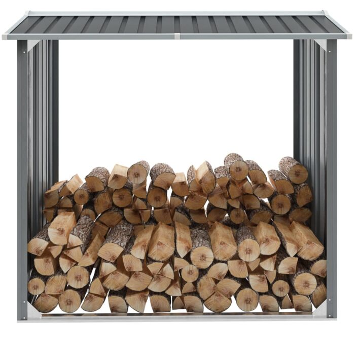 Abri de stockage de bois Acier galvanisé 172x91x154 cm Gris – Image 1