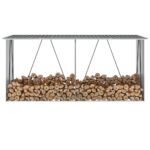 Abri de stockage de bois Acier galvanisé 330x84x152 cm Gris