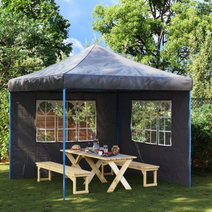 Paroi de tente de réception 2 pcs avec fenêtre PE Anthracite – Image 1