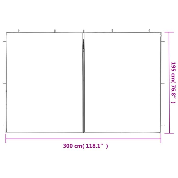 Paroi de tente de réception 2pcs fermeture éclair PE Anthracite – Image 3