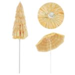 Parasol de plage Naturel 180 cm Style hawaïen – Image 3
