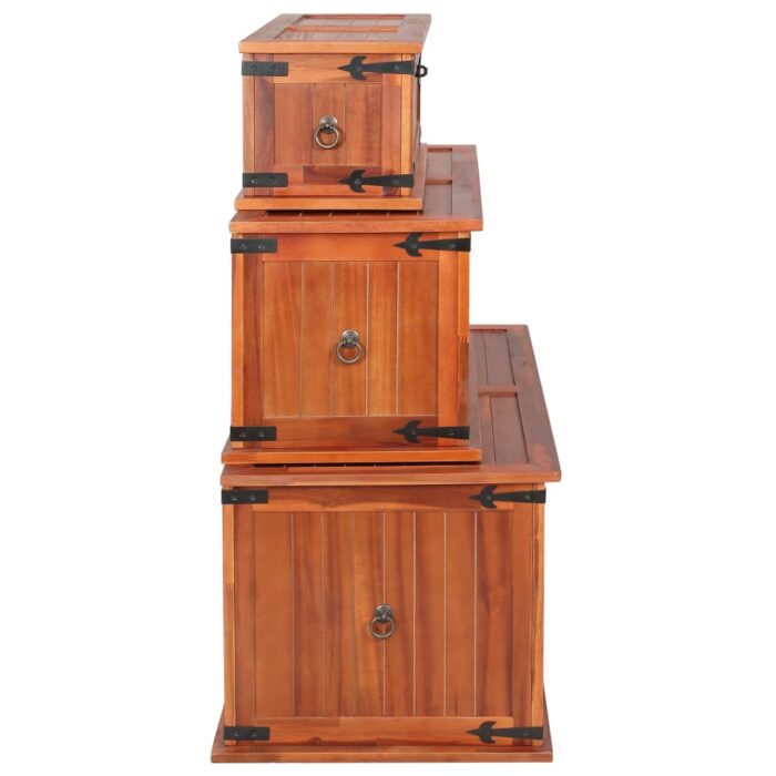 Coffres de rangement 3 pcs Bois d'acacia solide – Image 4