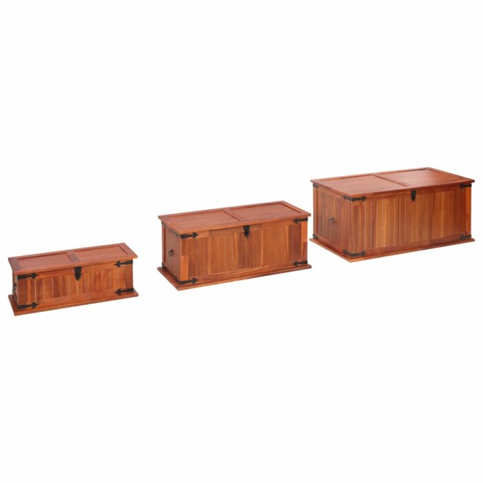 Coffres de rangement 3 pcs Bois d'acacia solide – Image 6