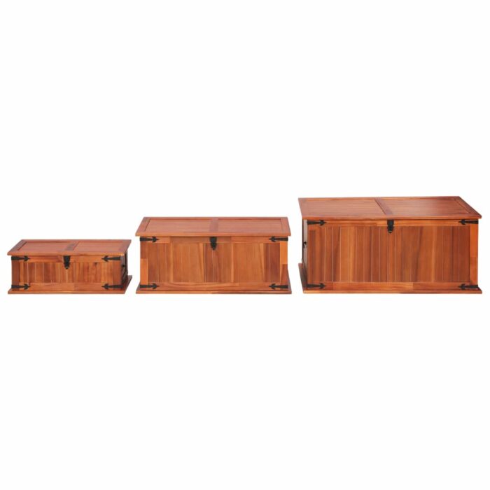 Coffres de rangement 3 pcs Bois d'acacia solide – Image 7