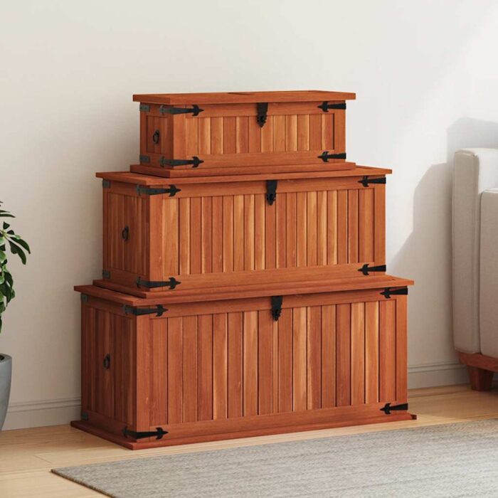 Coffres de rangement 3 pcs Bois d'acacia solide – Image 1