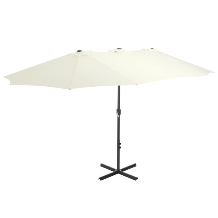 Parasol d'extérieur et poteau en aluminium 460x270 cm sable – Image 1