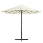 Parasol d'extérieur et poteau en aluminium 460x270 cm sable – Image 2