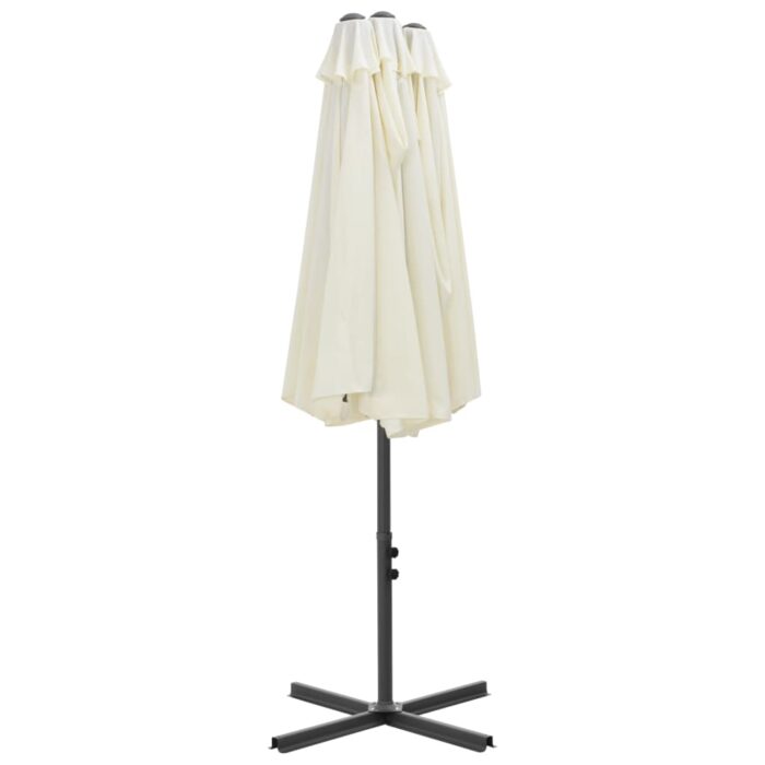 Parasol d'extérieur et poteau en aluminium 460x270 cm sable – Image 5