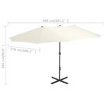 Parasol d'extérieur et poteau en aluminium 460x270 cm sable – Image 6