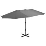 Parasol d'extérieur poteau en aluminium 460x270 cm anthracite