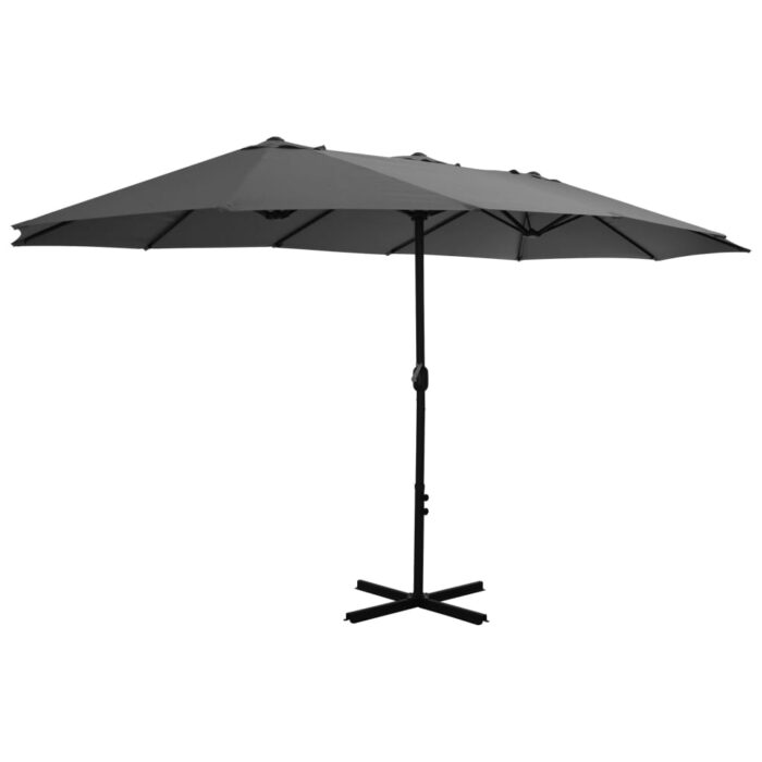 Parasol d'extérieur poteau en aluminium 460x270 cm anthracite – Image 2