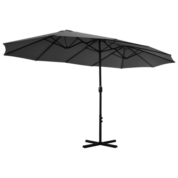 Parasol d'extérieur poteau en aluminium 460x270 cm anthracite – Image 4