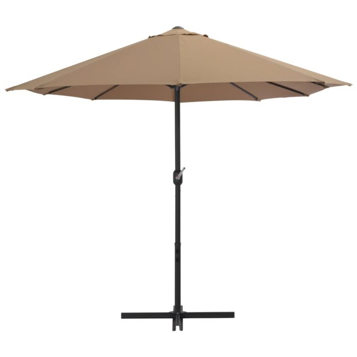 Parasol d'extérieur et poteau en aluminium 460x270 cm taupe – Image 4
