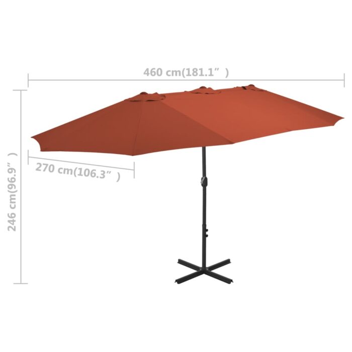 Parasol d'extérieur avec poteau en aluminium terre cuite – Image 7