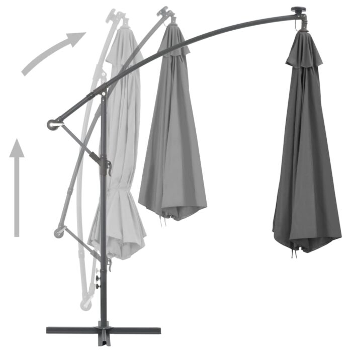 Parasol de jardin en porte-à-feux avec mât en acier anthracite – Image 5