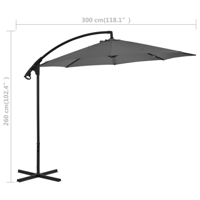 Parasol de jardin en porte-à-feux avec mât en acier anthracite – Image 7