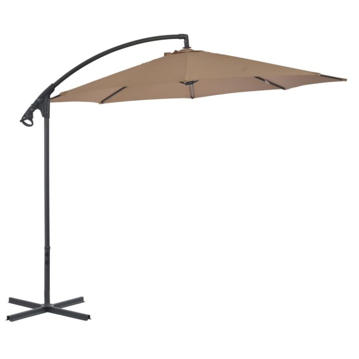 Parasol de jardin en porte-à-feux avec poteau en acier taupe – Image 1