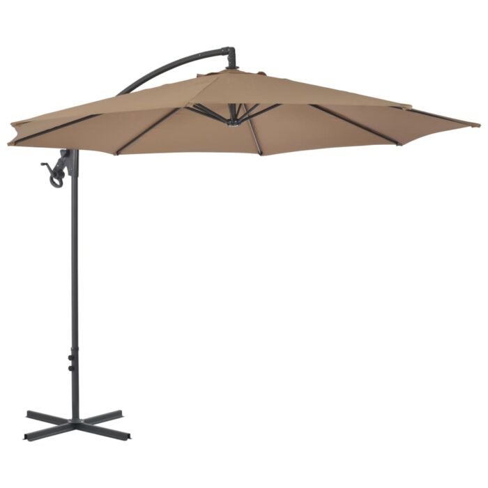 Parasol de jardin en porte-à-feux avec poteau en acier taupe – Image 2