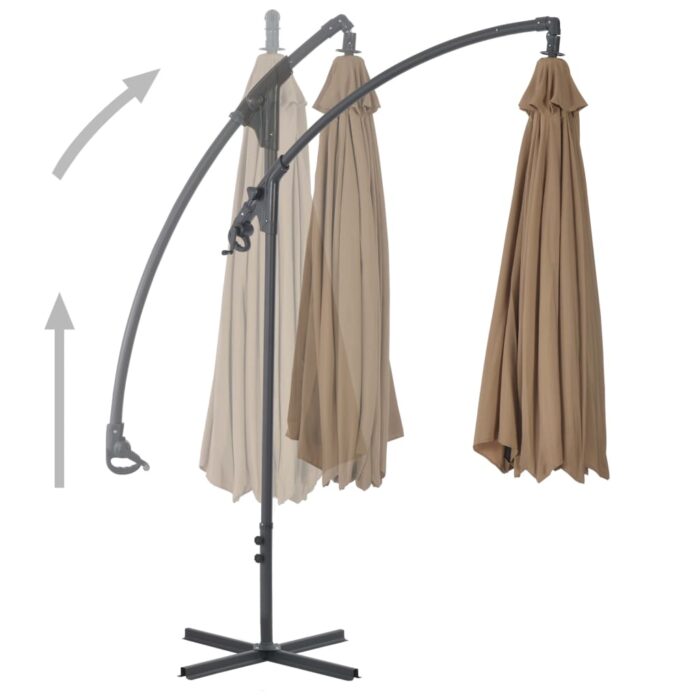 Parasol de jardin en porte-à-feux avec poteau en acier taupe – Image 3