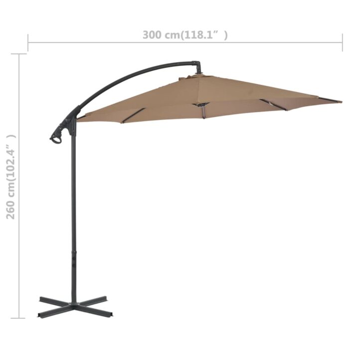 Parasol de jardin en porte-à-feux avec poteau en acier taupe – Image 6