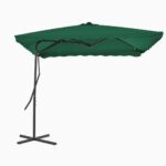 Parasol d'extérieur avec mât en acier 250x250 cm vert