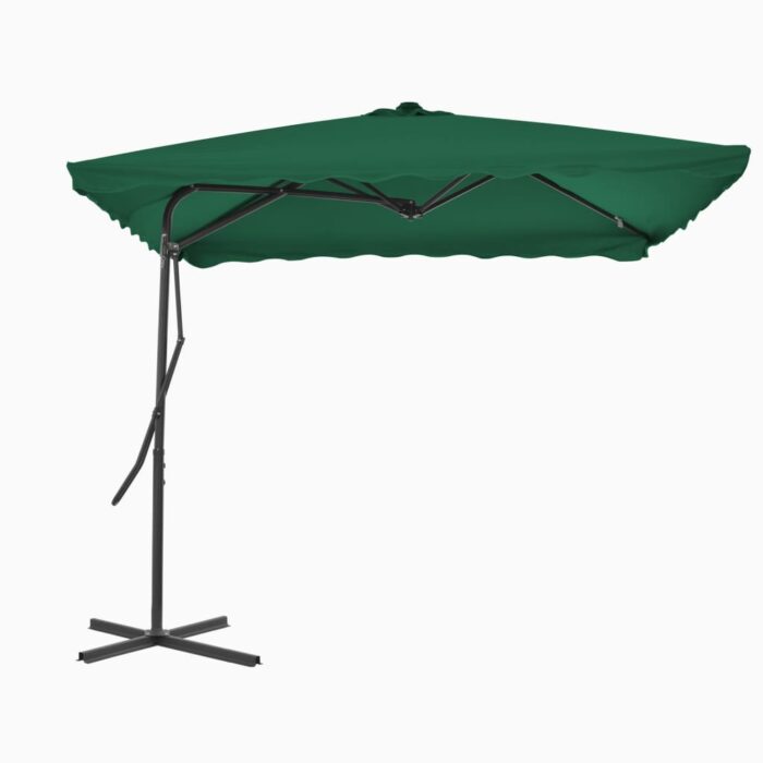 Parasol d'extérieur avec mât en acier 250x250 cm vert – Image 1