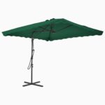 Parasol d'extérieur avec mât en acier 250x250 cm vert – Image 2
