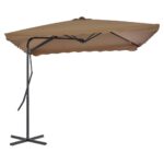 Parasol d'extérieur avec poteau en acier 250 x 250 cm Taupe