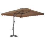 Parasol d'extérieur avec poteau en acier 250 x 250 cm Taupe – Image 2