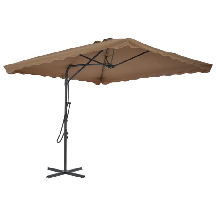 Parasol d'extérieur avec poteau en acier 250 x 250 cm Taupe – Image 2
