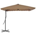 Parasol d'extérieur avec poteau en acier 250 x 250 cm Taupe – Image 3