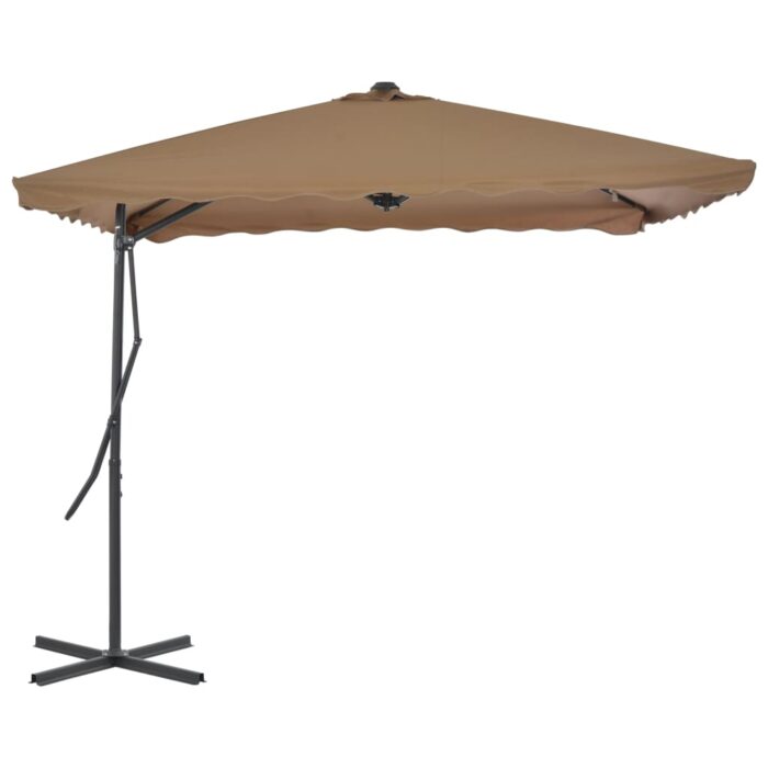 Parasol d'extérieur avec poteau en acier 250 x 250 cm Taupe – Image 3