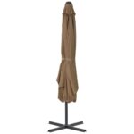 Parasol d'extérieur avec poteau en acier 250 x 250 cm Taupe – Image 4
