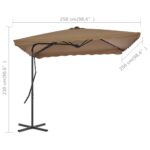 Parasol d'extérieur avec poteau en acier 250 x 250 cm Taupe – Image 6