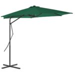 Parasol d'extérieur avec mât en acier 300 cm Vert