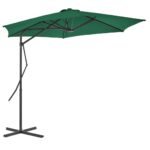 Parasol d'extérieur avec mât en acier 300 cm Vert – Image 2