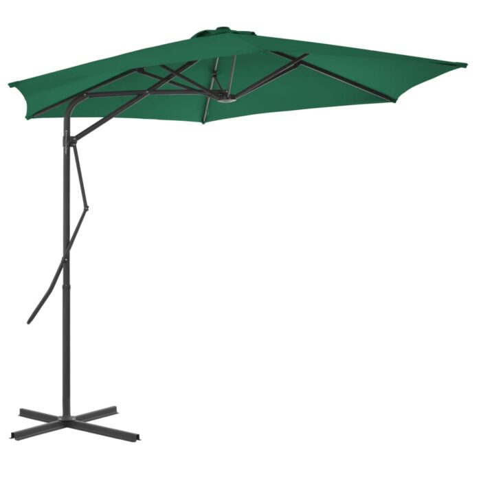 Parasol d'extérieur avec mât en acier 300 cm Vert – Image 2