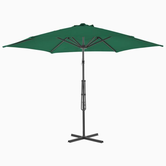 Parasol d'extérieur avec mât en acier 300 cm Vert – Image 3
