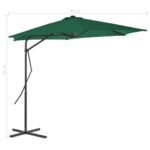 Parasol d'extérieur avec mât en acier 300 cm Vert – Image 6